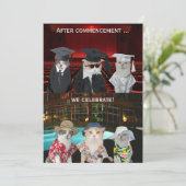 猫たおもしろいちカスタマイズ可能な卒業パーティー招待状 招待状 (スタンド正面)