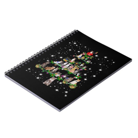 猫たおもしろいちクリスマスツリーT型オーナメントデコールプレゼント ノートブック (左側)