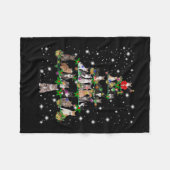 猫たおもしろいちクリスマスツリーT型オーナメントデコールプレゼント フリースブランケット (正面(横))