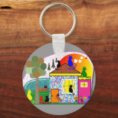 猫たちが家を引き継いでいる キーホルダー (正面)