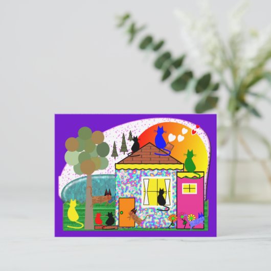 猫たちが家を引き継いでいる ポストカード (スタンド正面)