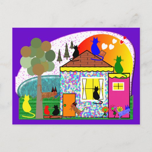 猫たちが家を引き継いでいる ポストカード (正面)