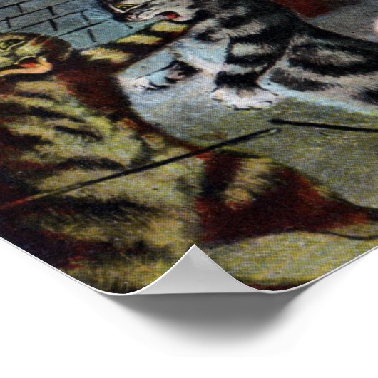 猫たちが屋根の上で公にする ポスター (角)