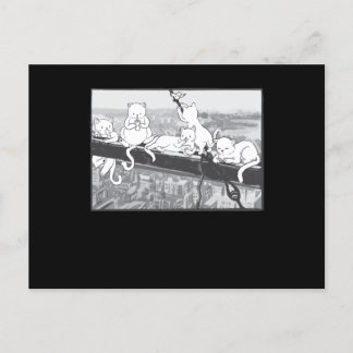 猫たちが超高層ビルの昼食パロディ猫たちを登場 ポストカード