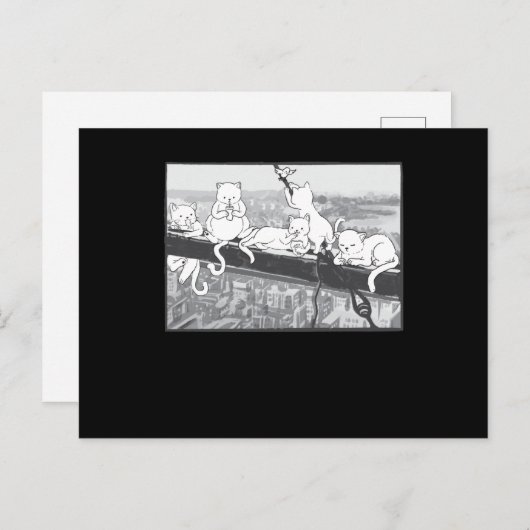猫たちが超高層ビルの昼食パロディ猫たちを登場 ポストカード (正面/裏面)