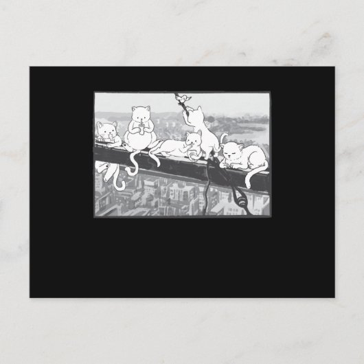 猫たちが超高層ビルの昼食パロディ猫たちを登場 ポストカード (正面)