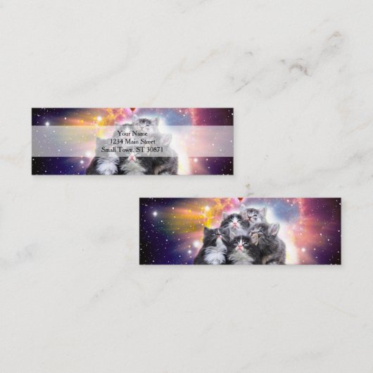 猫たちのイルミネーションとピザ スキニー名刺 (正面/裏面)