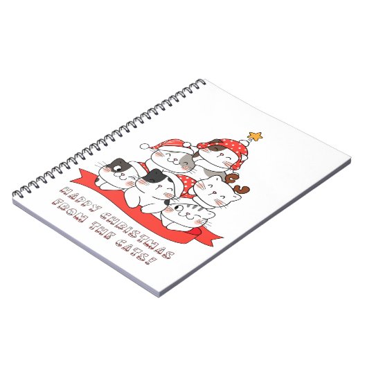 猫たちのクリスマス、幸せに ノートブック (左側)