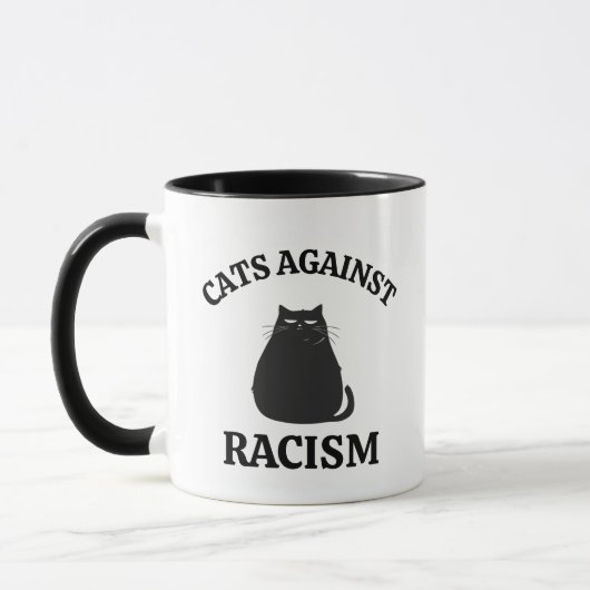 猫たちの反人種差別: 笑える政治ユーモア 猫好きママ マグカップ (左)