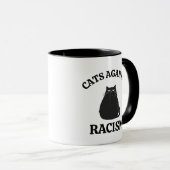 猫たちの反人種差別: 笑える政治ユーモア 猫好きママ マグカップ (正面右)