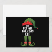 猫たちを可愛がるエルフのマッチングファミリー クリスマス 招待状 (正面/裏面)