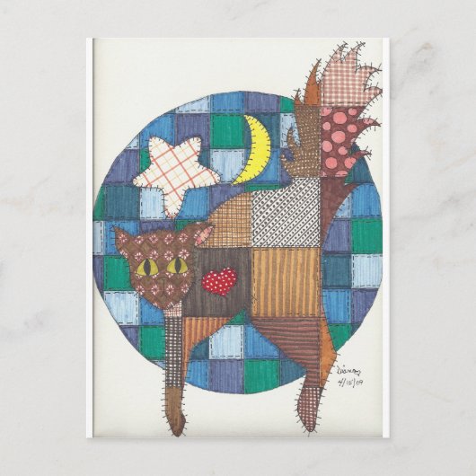 猫たち – キルティング ポストカード (正面)