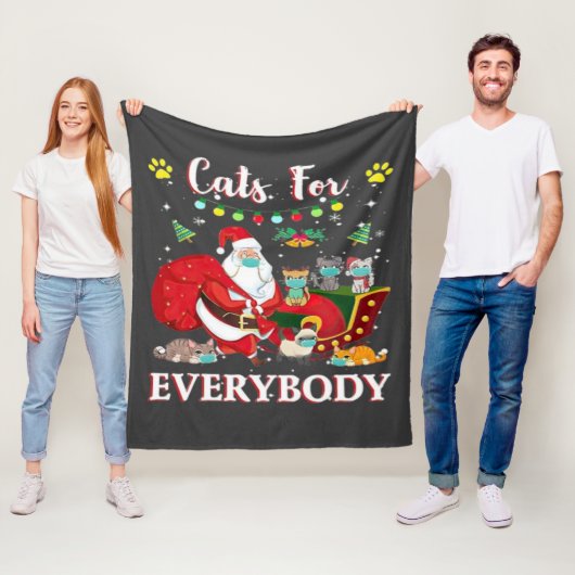猫だらけのクリスマス フリースブランケット (インサイチュ)