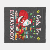 猫だらけのクリスマス フリースブランケット (正面(横))