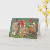 猫ちゃんとポピー、ハッピーバースデー カード (黄色い花)