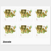 猫ちゃんとロビン |ヴィンテージのクリスマスプレゼントから スクエアシール (シート)