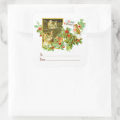 猫ちゃんとロビン |ヴィンテージのクリスマスプレゼントから スクエアシール (バッグ)