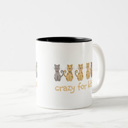 猫ちゃんのために熱狂する ツートーンマグカップ (正面右)