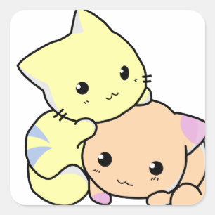 猫ちゃんのスナグル猫 スクエアシール