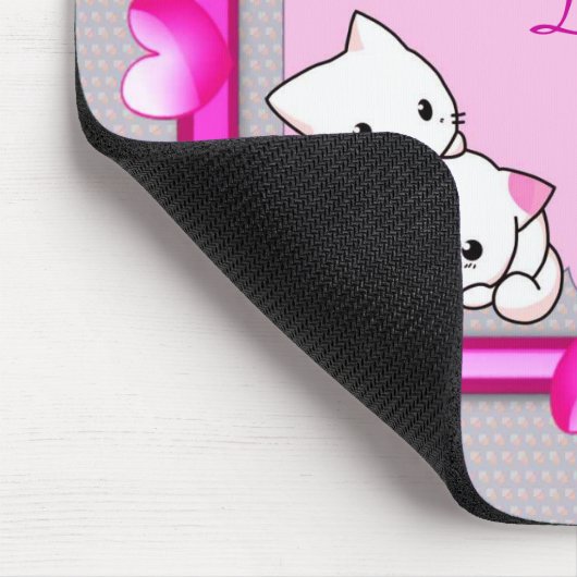 猫ちゃんのハートフレーム – 母の日の贈り物 マウスパッド (コーナー)