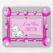 猫ちゃんのハートフレーム – 母の日の贈り物 マウスパッド (正面)