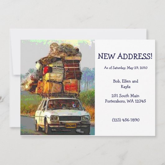 猫ちゃんの絶えず動いた住所変更カードテンプレート 案内状 (正面)