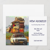 猫ちゃんの絶えず動いた住所変更カードテンプレート 案内状 (正面/裏面)