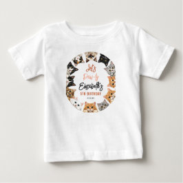 猫ちゃんの5歳の誕生日おめでとう | カスタマイズ可能な誕生日キッズデザイン ベビーTシャツ