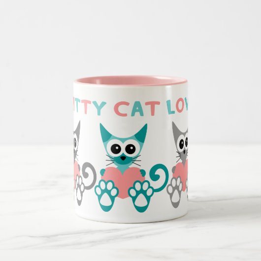 猫ちゃんラブ2トーン マグカップ (中央)