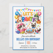 猫ちゃん5歳の誕生日おめでとう | かわいい子猫の誕生日 招待状 (正面)