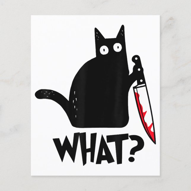 猫って何だか面白い 黒猫Tシャツ 凶暴な猫が (正面)