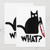 猫って何だか面白い 黒猫Tシャツ 凶暴な猫付き 招待状 (正面/裏面)