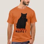 猫って何？ナイフのハロウィーンを持つ殺意のある黒猫 Tシャツ (正面)