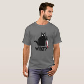 猫って何?ナイフのハロウィーンを持つ殺意のある黒猫 Tシャツ (正面フル)