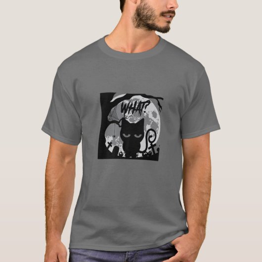 猫って何?墓地おもしろいの殺意ある猫ネコ Tシャツ (正面)