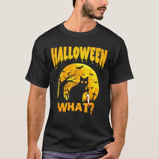 猫って何?黒猫おもしろいシャツ殺意ネコ Tシャツ (正面)