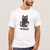 猫って何?黒猫おもしろいナイフ入り殺傷猫 Tシャツ (正面)