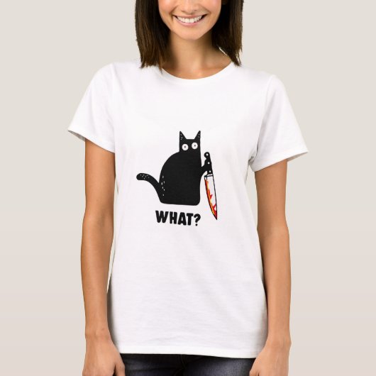 猫って何?黒猫おもしろいTシャツ Tシャツ (正面)