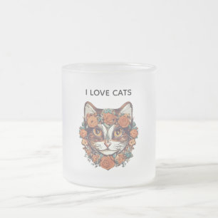 猫って凄いアートが大好き 猫好きデザイン フロストグラスマグカップ