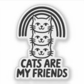 猫って友達のかわいい猫レインボービニル シール (正面)