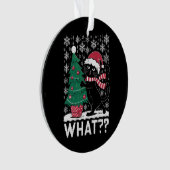 猫って面白い 黒猫がクリスマスツリーを押す オーナメント (正面)