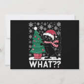 猫って面白い 黒猫がクリスマスツリーを押す シーズンカード (正面)