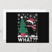 猫って面白い 黒猫がクリスマスツリーを押す シーズンカード (正面/裏面)