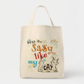 猫っぽいサッシーはっきりしたタイポグラフィ トートバッグ (正面)