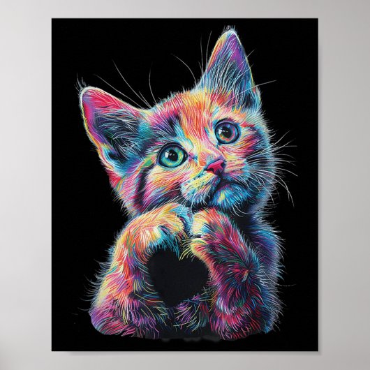 猫づくりハートの形ラブサイン言語猫ラブ ポスター (正面)