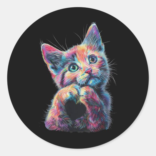 猫づくりハートの形ラブサイン言語猫ラブ ラウンドシール (正面)