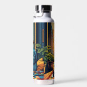 猫で日の出を見る女性 ウォーターボトル (右面)