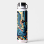 猫で日の出を見る女性 ウォーターボトル (背面)