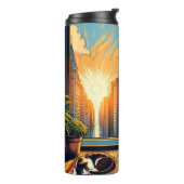 猫で日の出を見る女性 タンブラー (回転左)