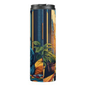 猫で日の出を見る女性 タンブラー (裏面)